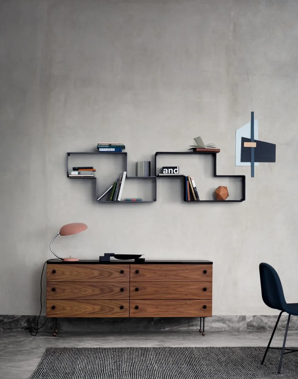 Wall Shelf with Perforated Design - Grey, Metal