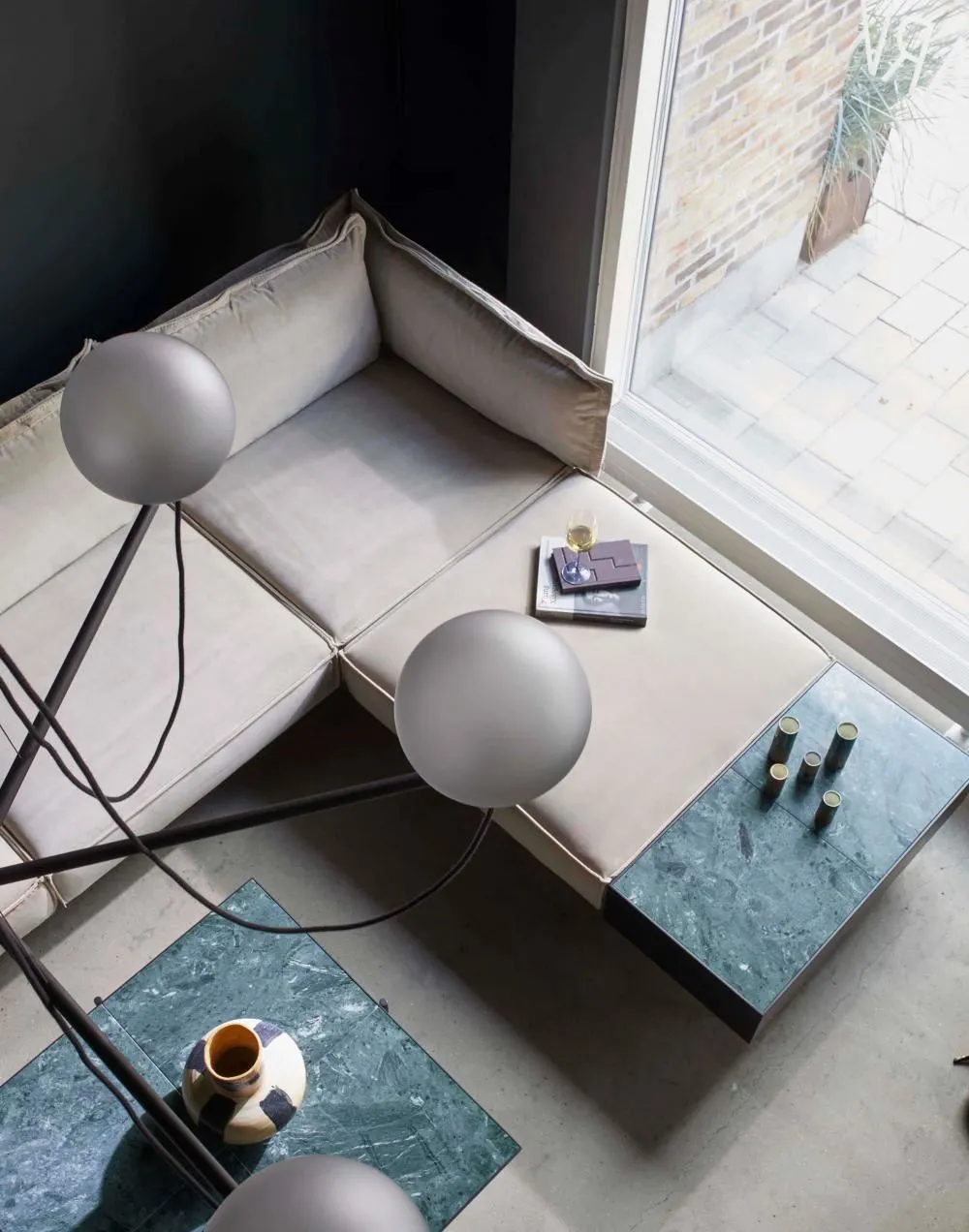 3-Globe Chandelier - Black, Steel