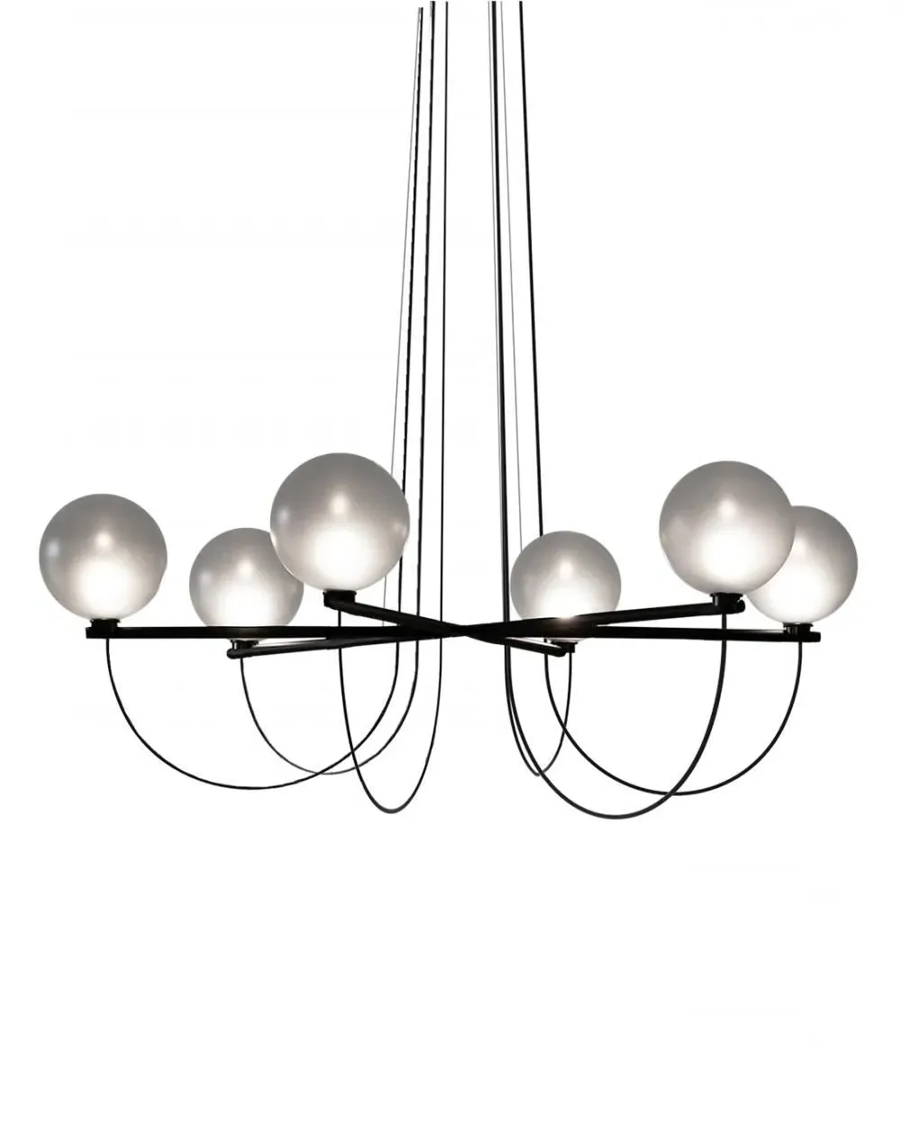 6-Globe Chandelier - Black, Steel