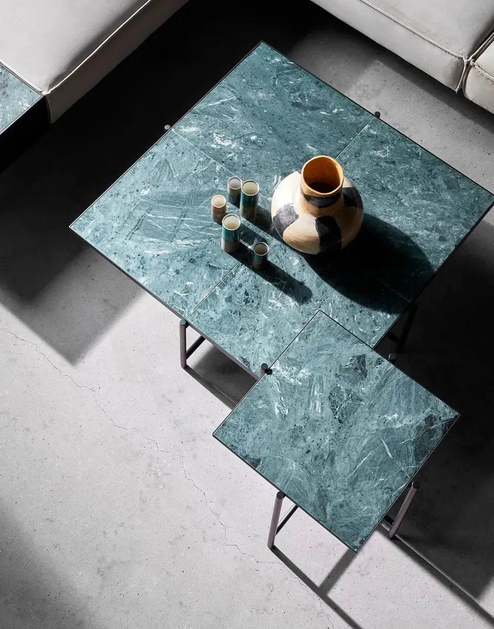 Coffee Table with Marble Top - White, Steel