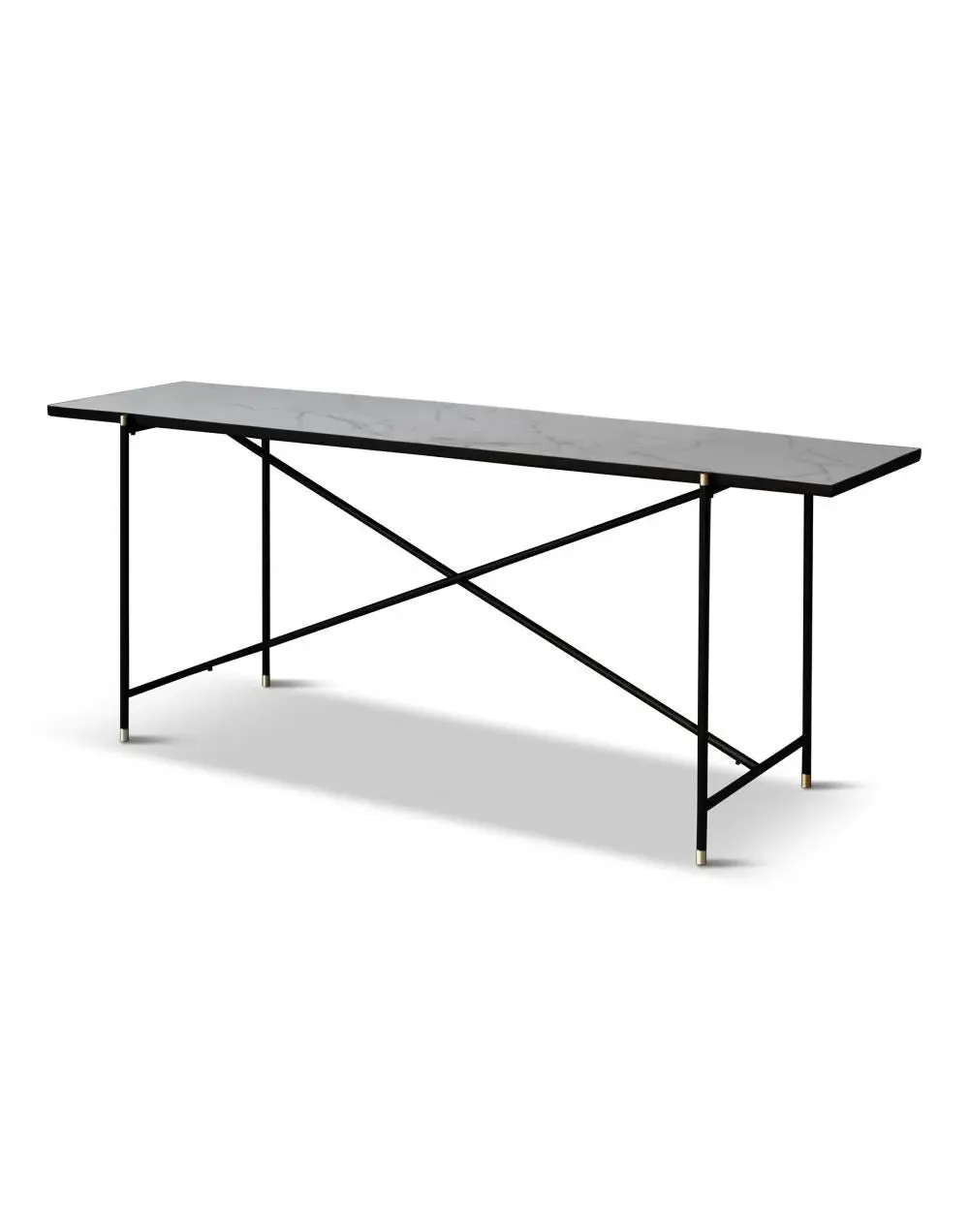 Console Table with Brass Details - Black, Marble