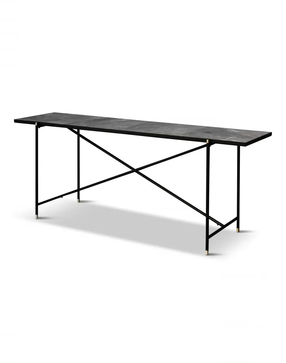 Console Table with Brass Details - Grey, Marble