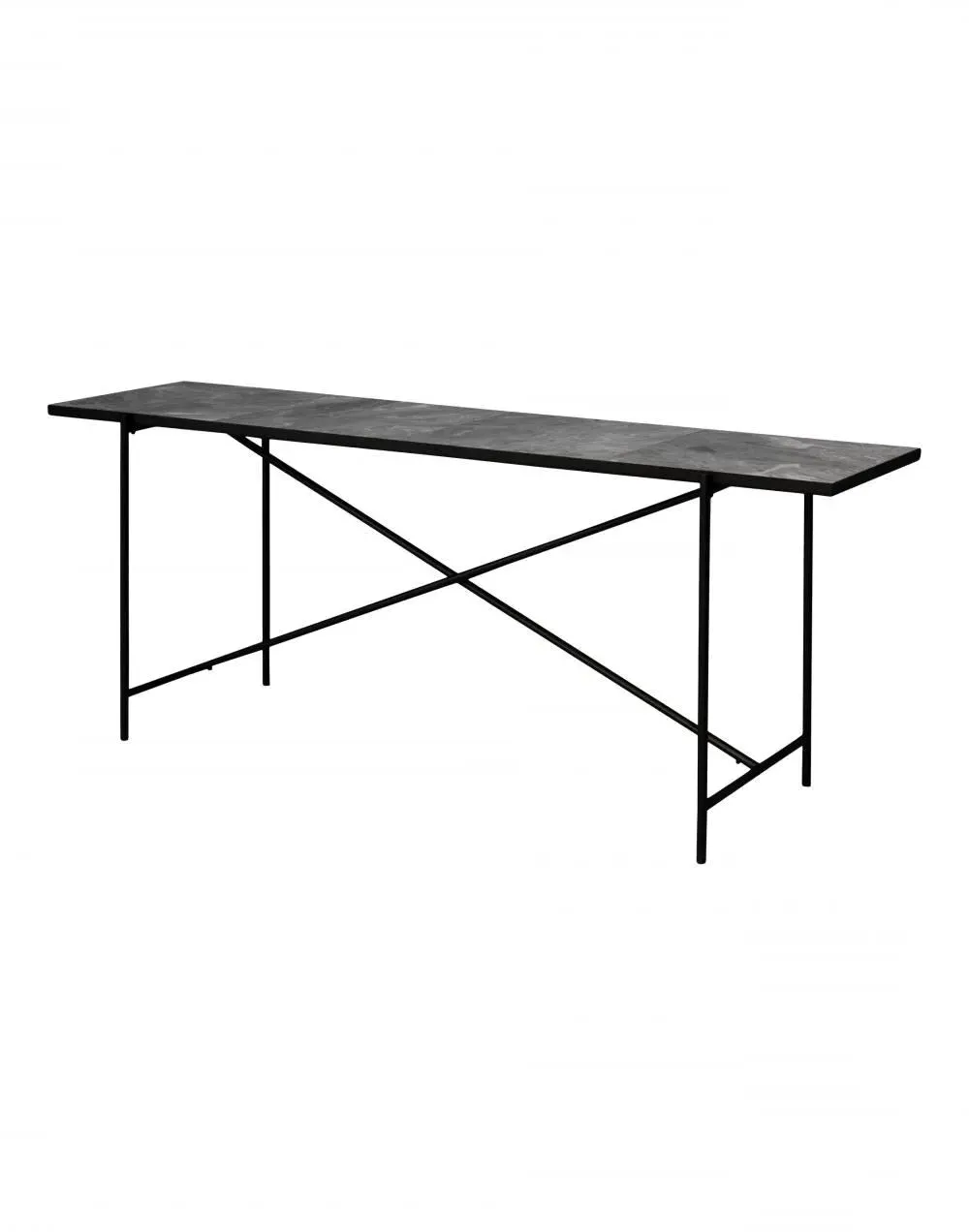 Console Table with Brass Details - White, Marble