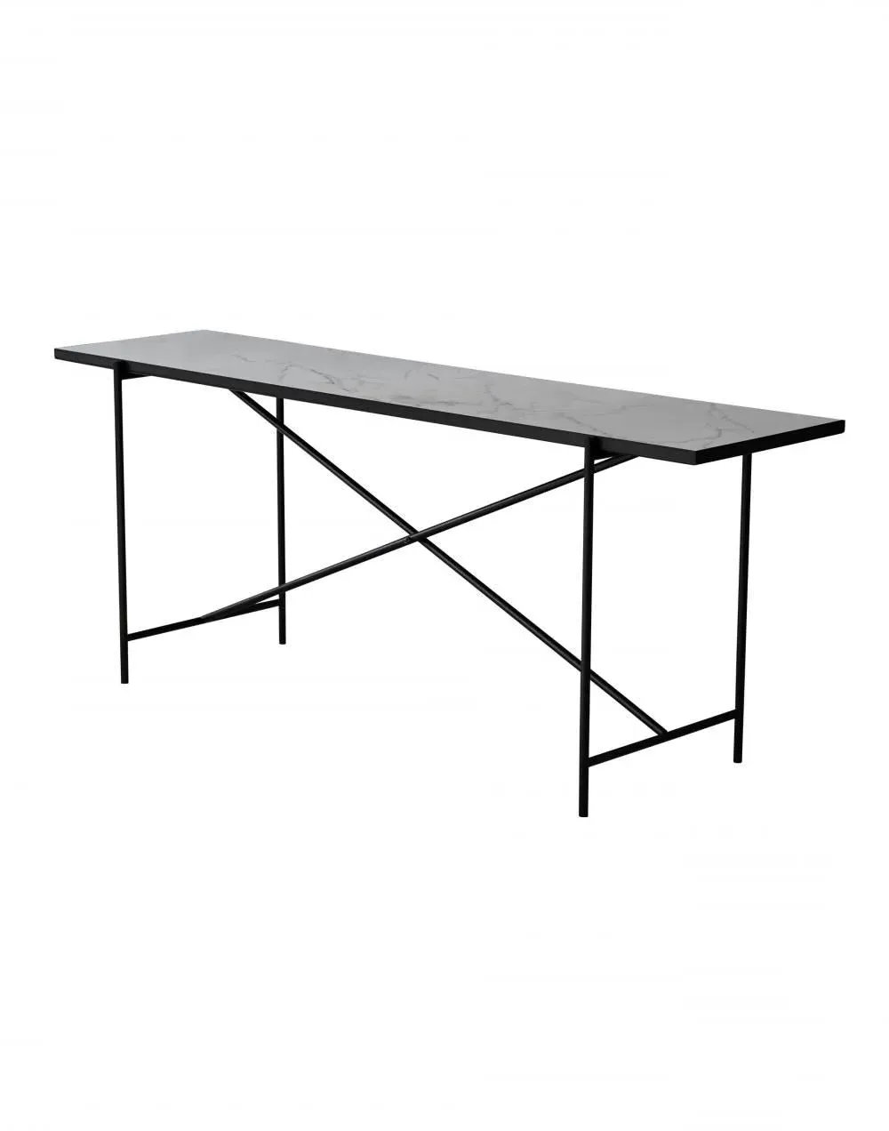 Console Table with Brass Details - White, Marble