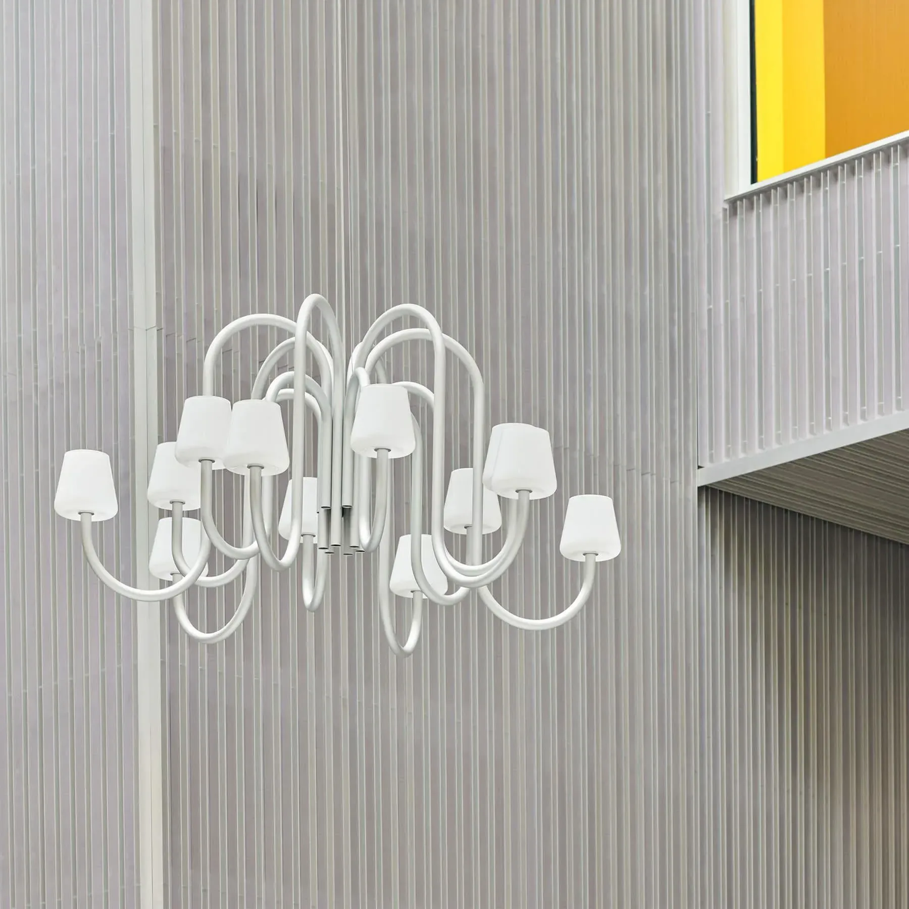 12-Arm Chandelier - Aluminium, Opal Glass
