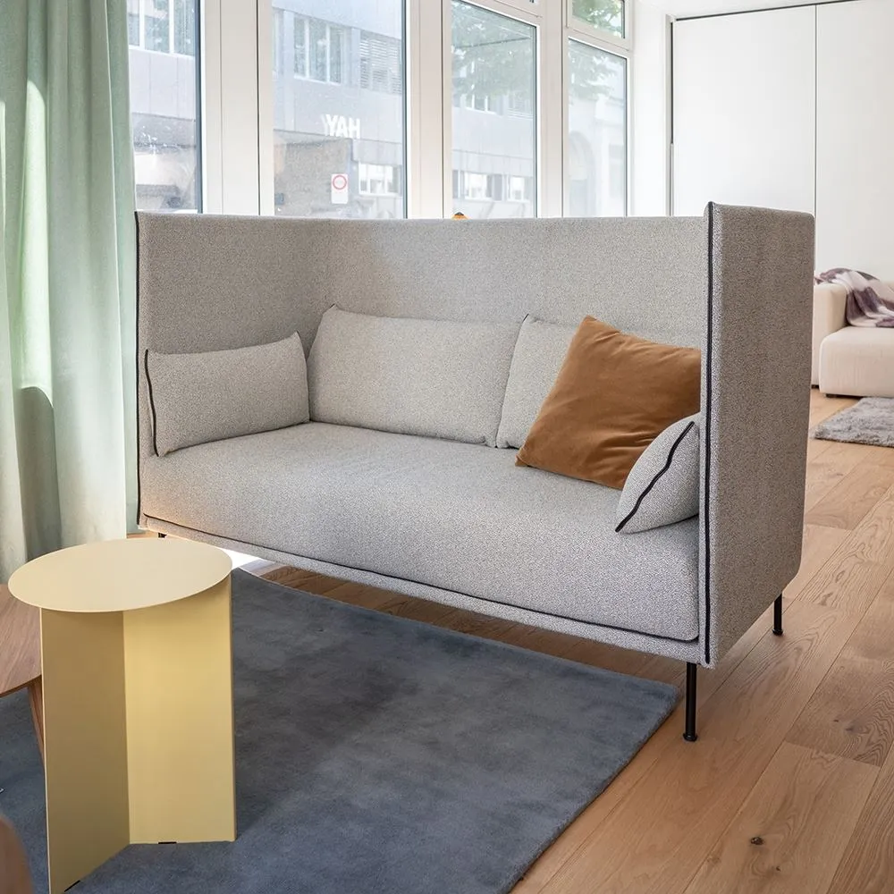 2-Seater High Back Sofa with Piping - Fabric