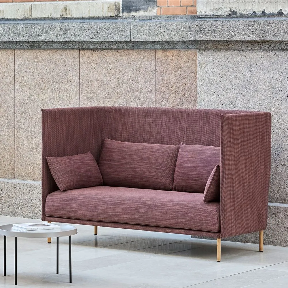 2-Seater High Back Sofa with Piping - Steel