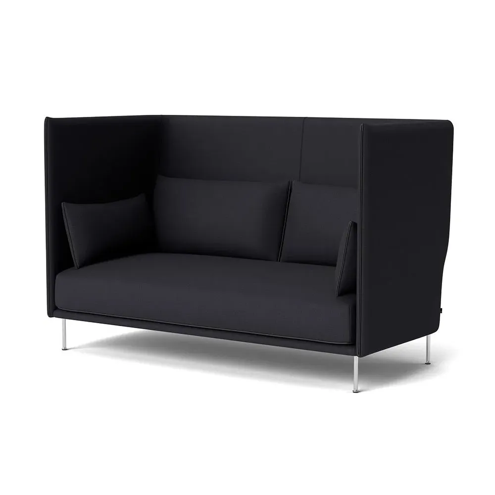 2-Seater High Back Sofa with Piping - Steel