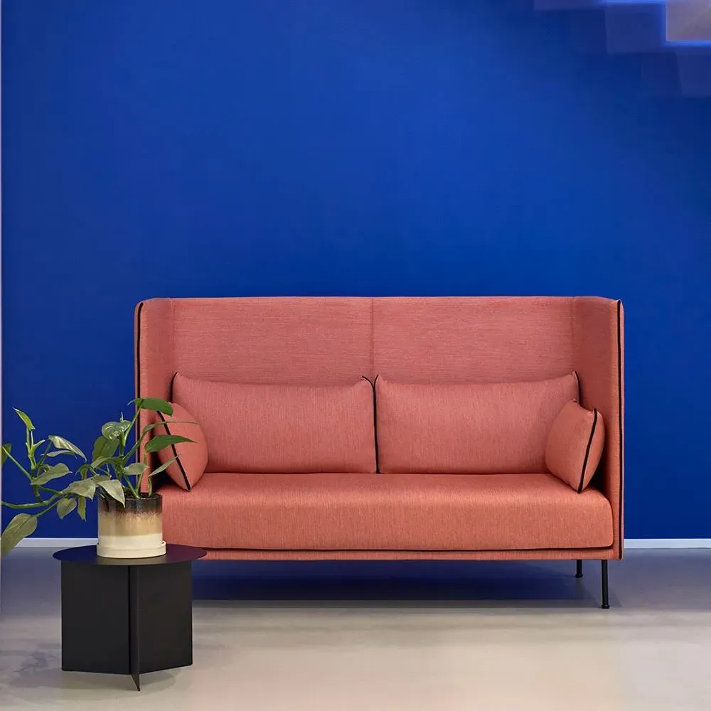 2-Seater High Back Sofa with Piping - Steel