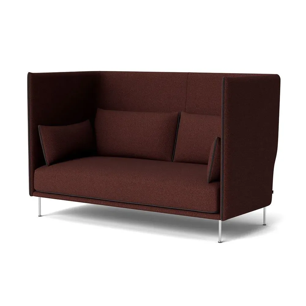 2-Seater High Back Sofa with Piping - Steel