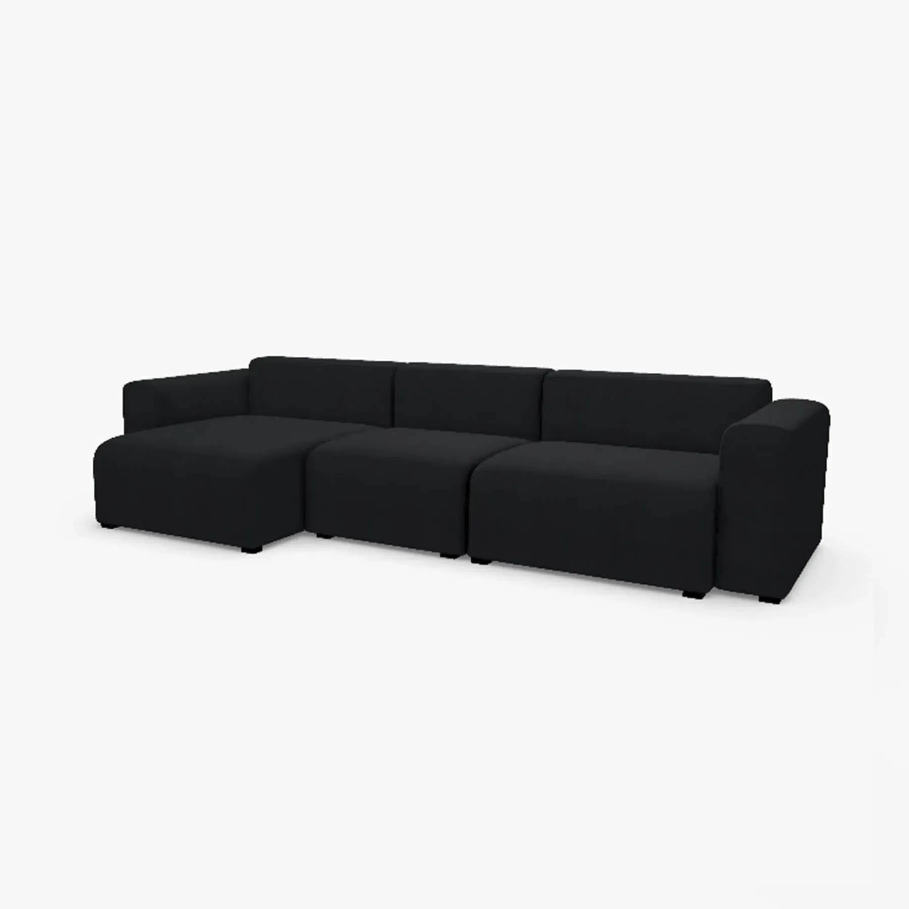 2-Seater Modular Sofa with Low Armrests - Fabric