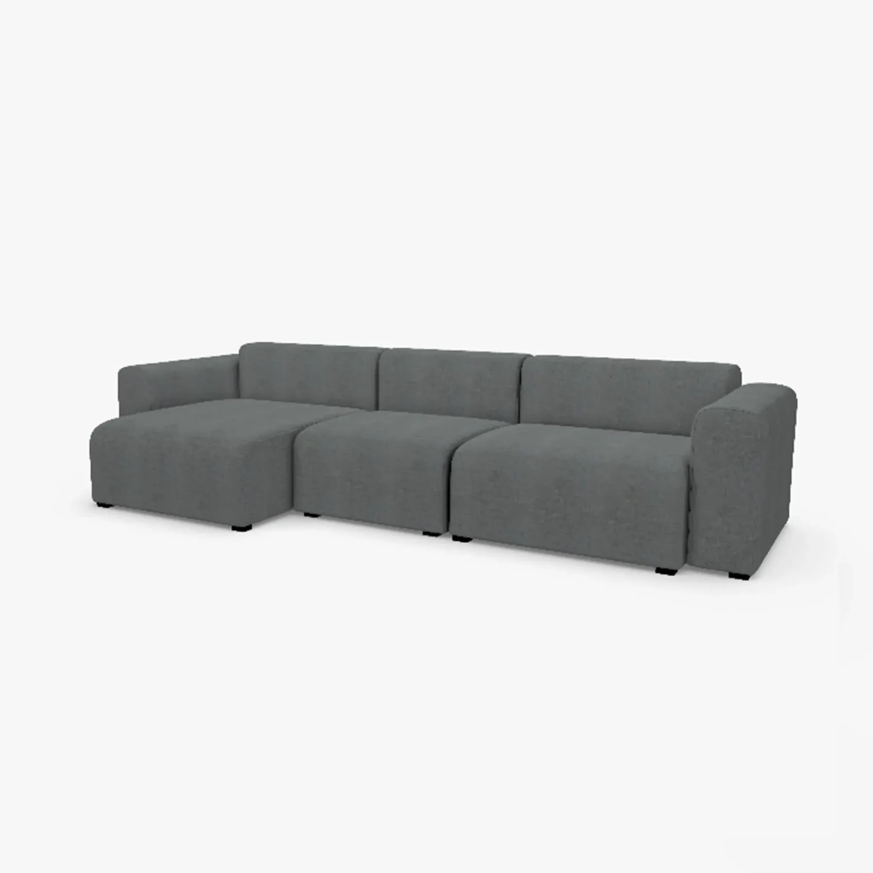 2-Seater Modular Sofa with Low Armrests - Fabric