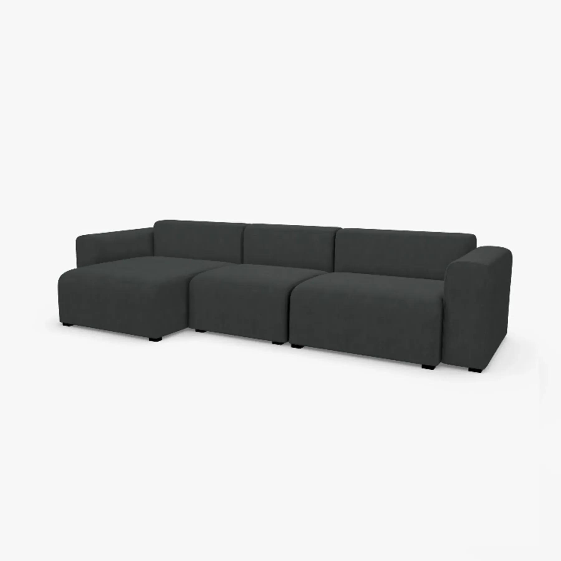 2-Seater Modular Sofa with Low Armrests - Fabric