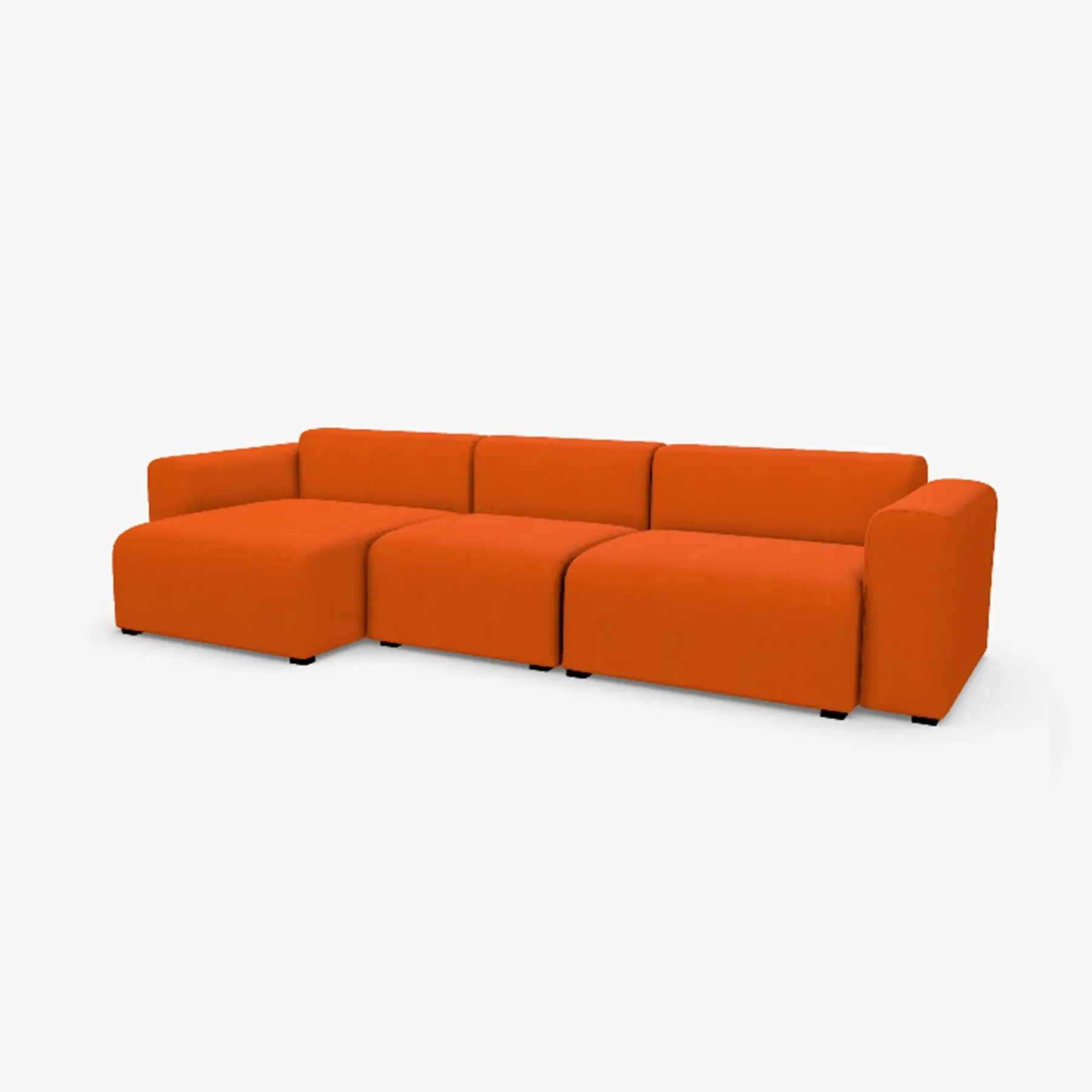 2-Seater Modular Sofa with Low Armrests - Fabric