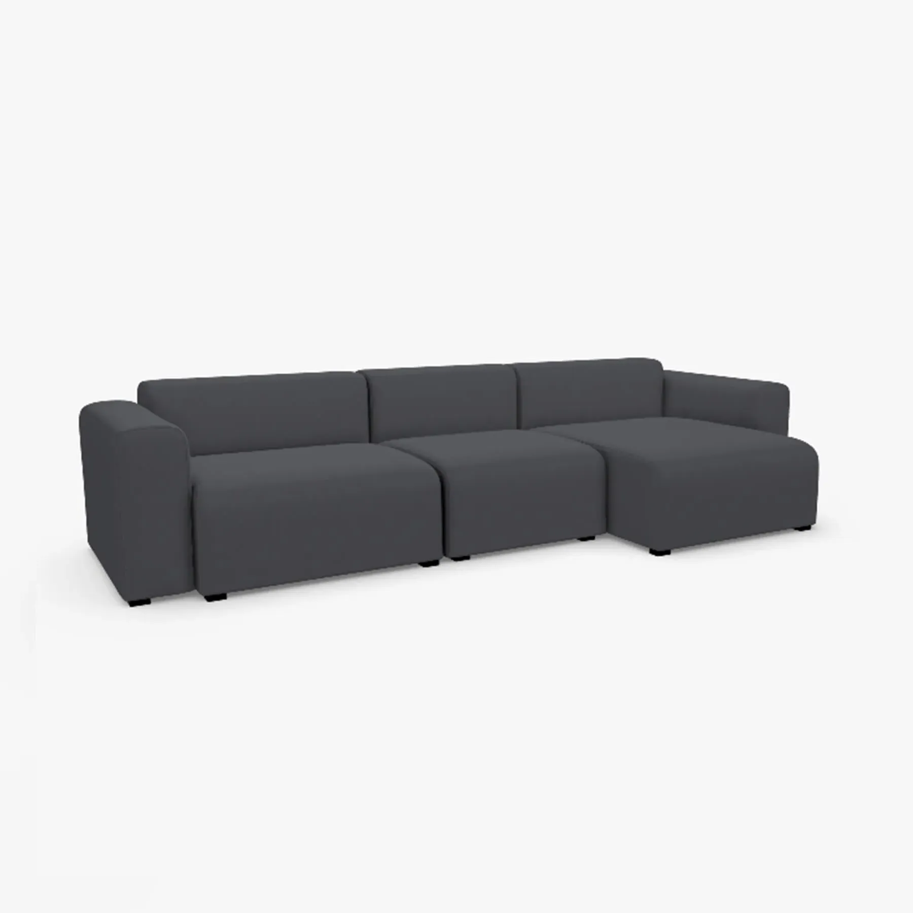 2-Seater Modular Sofa with Low Armrests - Fabric