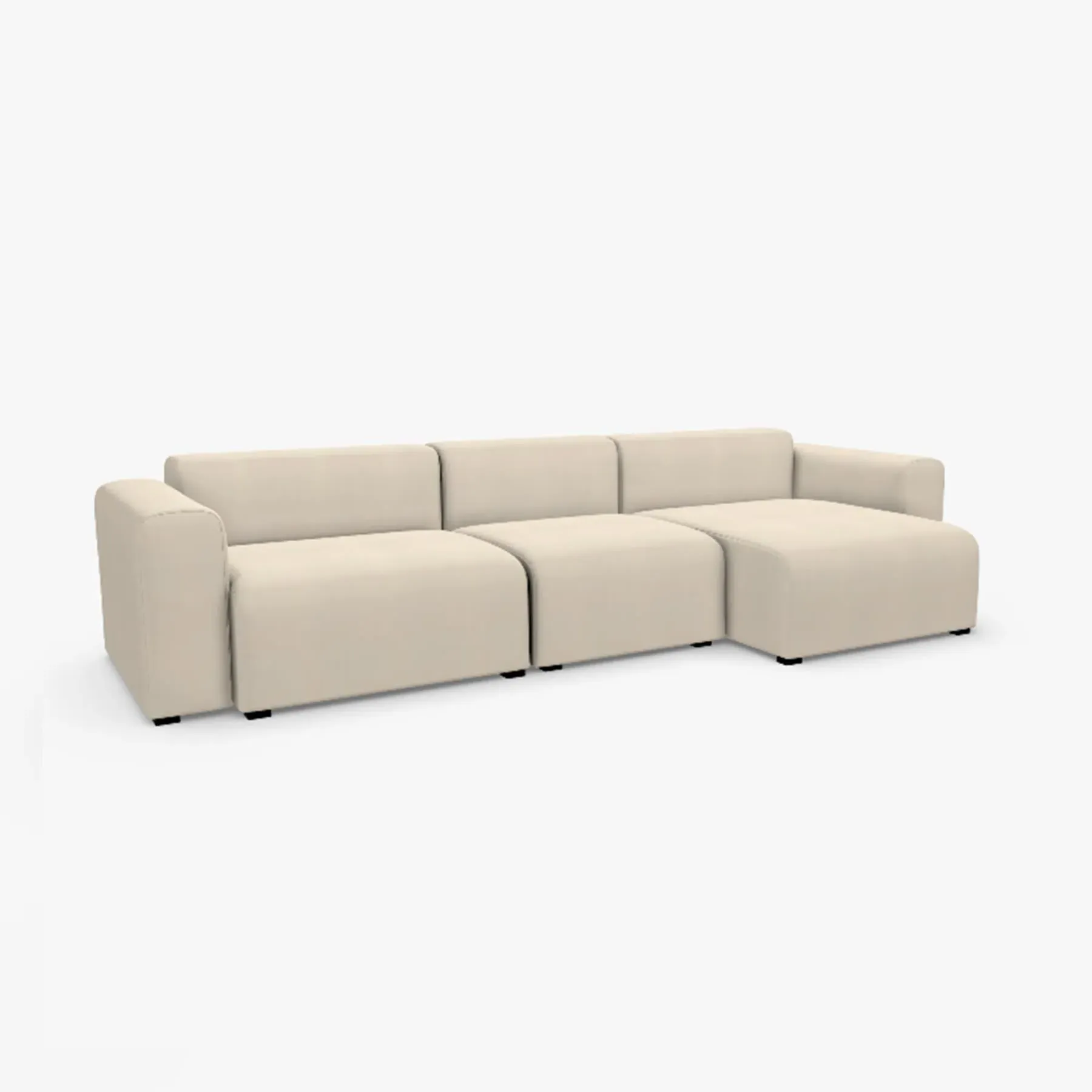 2-Seater Modular Sofa with Low Armrests - Fabric