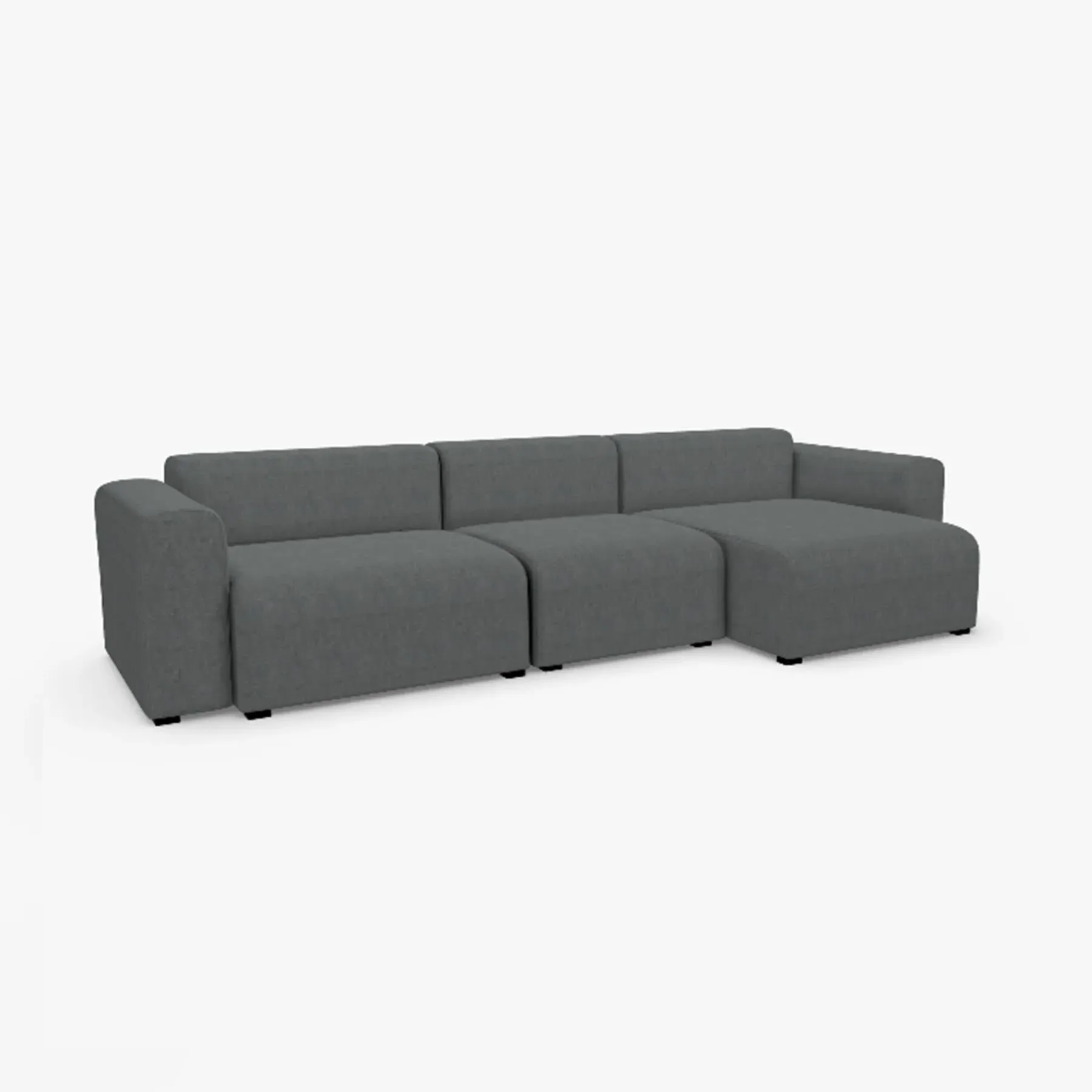 2-Seater Modular Sofa with Low Armrests - Fabric