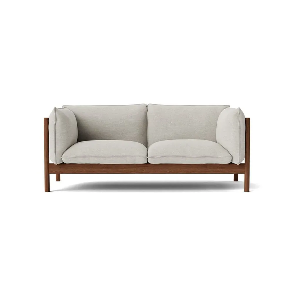 2-Seater Sofa with Cushions - Walnut Wood