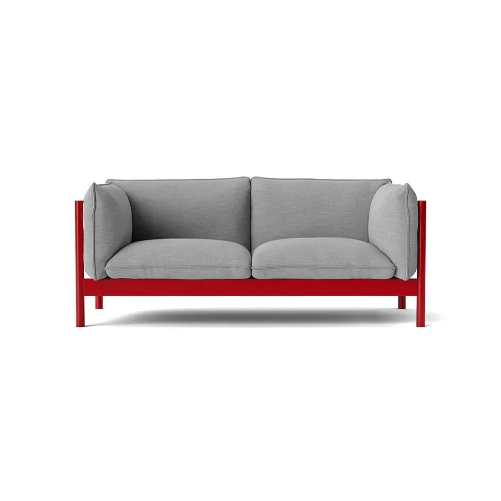 2-Seater Sofa with Lacquered Frame - Wine Red, Beech