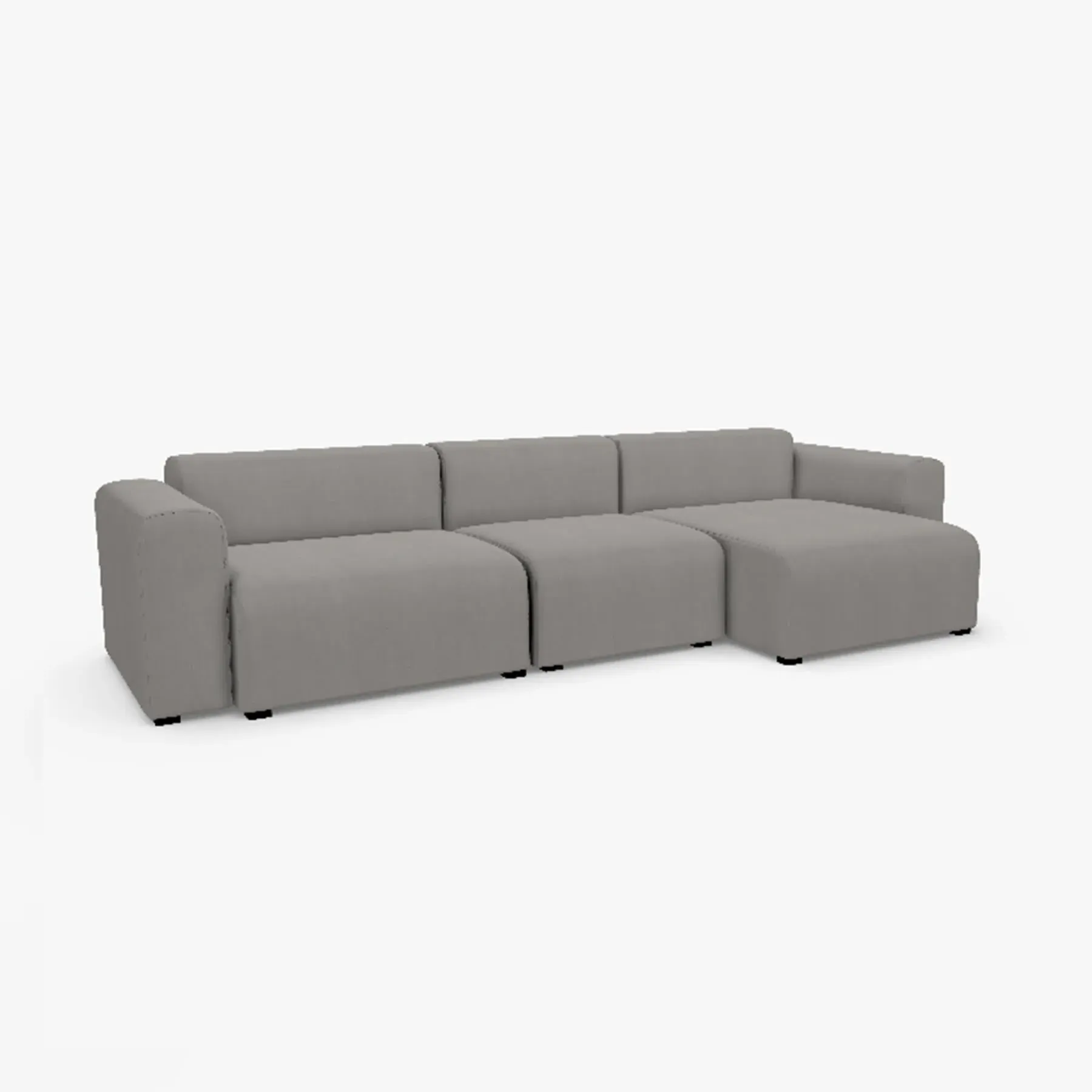 2-Seater Sofa with Low Armrest - Grey, Fabric image