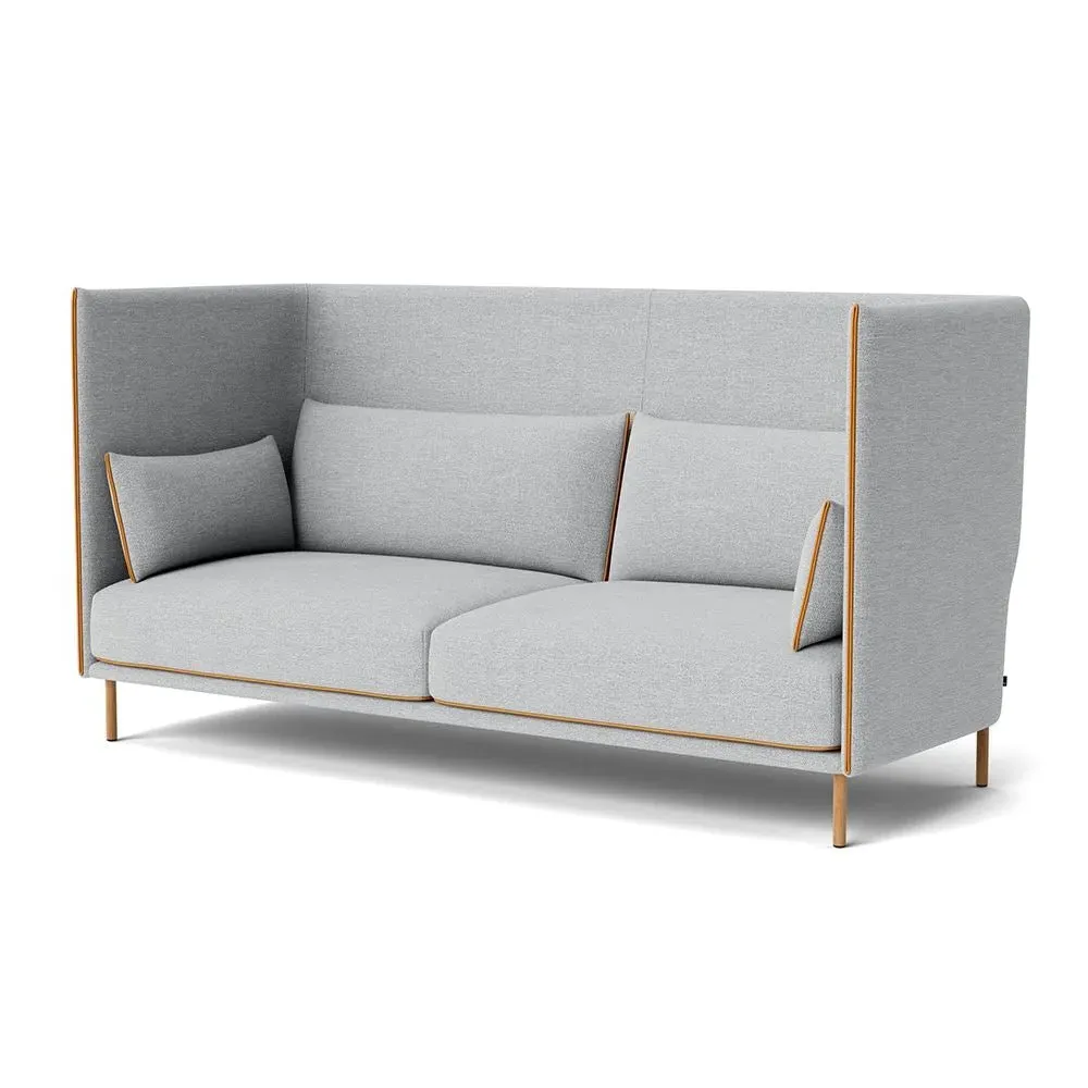 3-Seater High Back Sofa with Piping - Steel