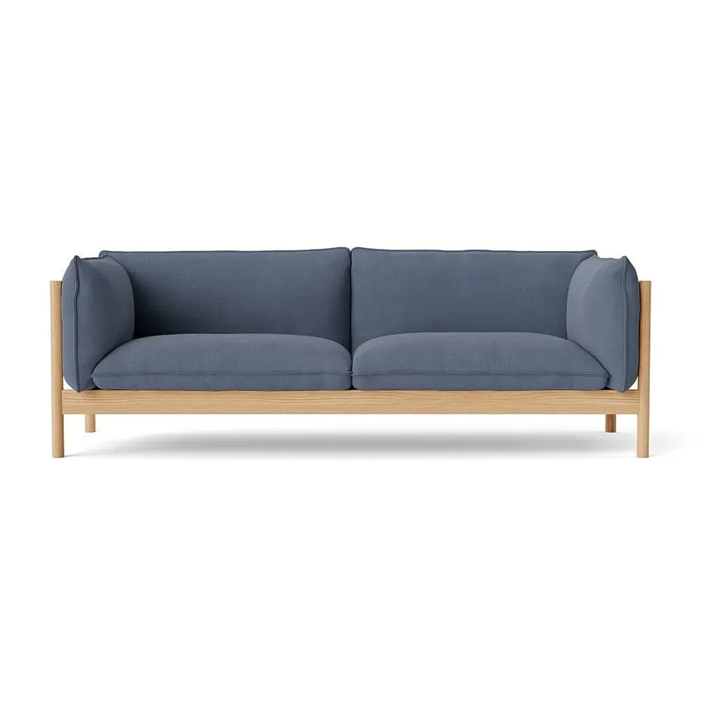 3-Seater Sofa with Oak Frame - Linara, Fabric