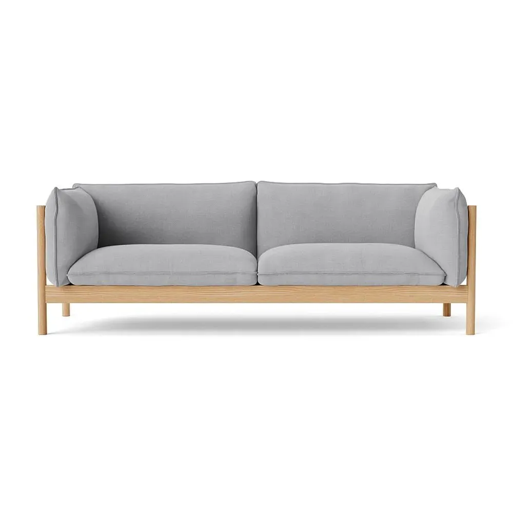 3-Seater Sofa with Oak Frame - Linara, Fabric