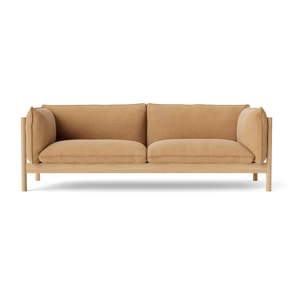 3-Seater Sofa with Oak Frame - Linara, Fabric