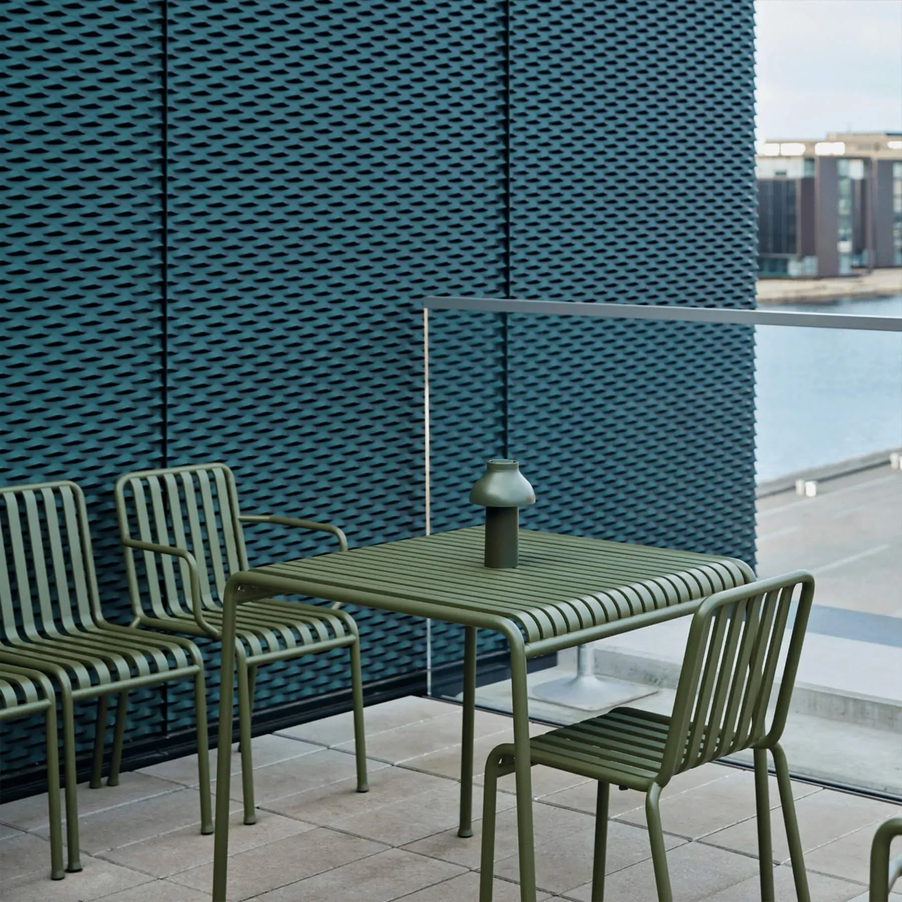 5-Piece Dining Set with Armchairs - Olive, Steel