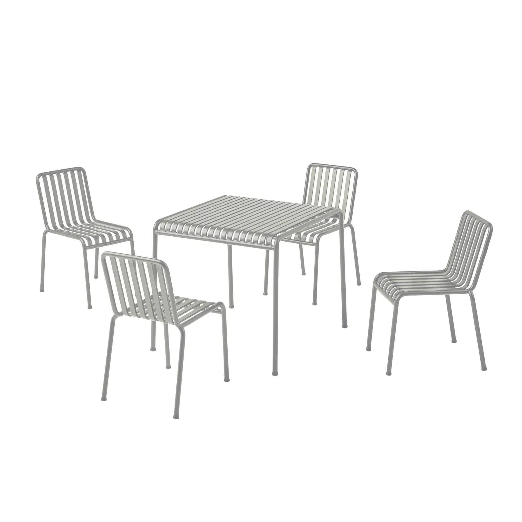 5-Piece Dining Set without Arms - Grey, Steel