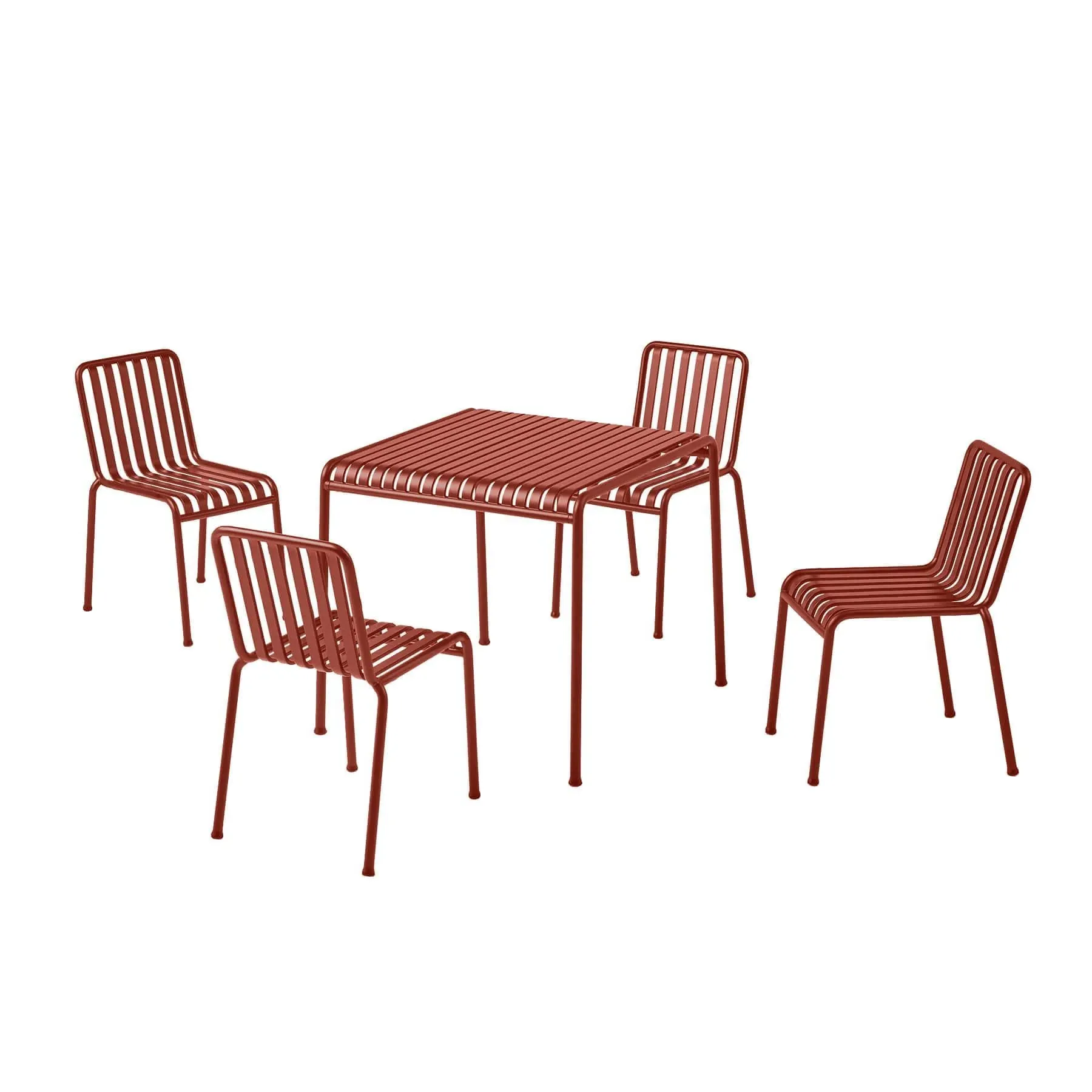 5-Piece Dining Set without Arms - Iron Red, Steel