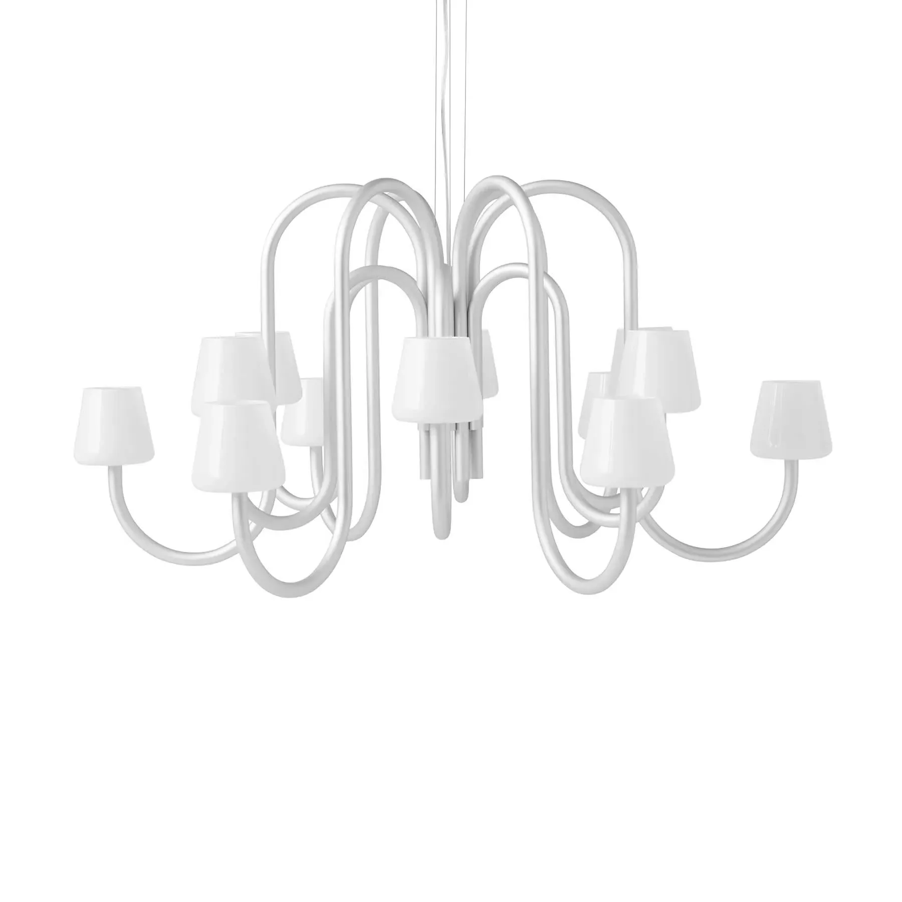 6-Arm Chandelier - Aluminium, Opal Glass
