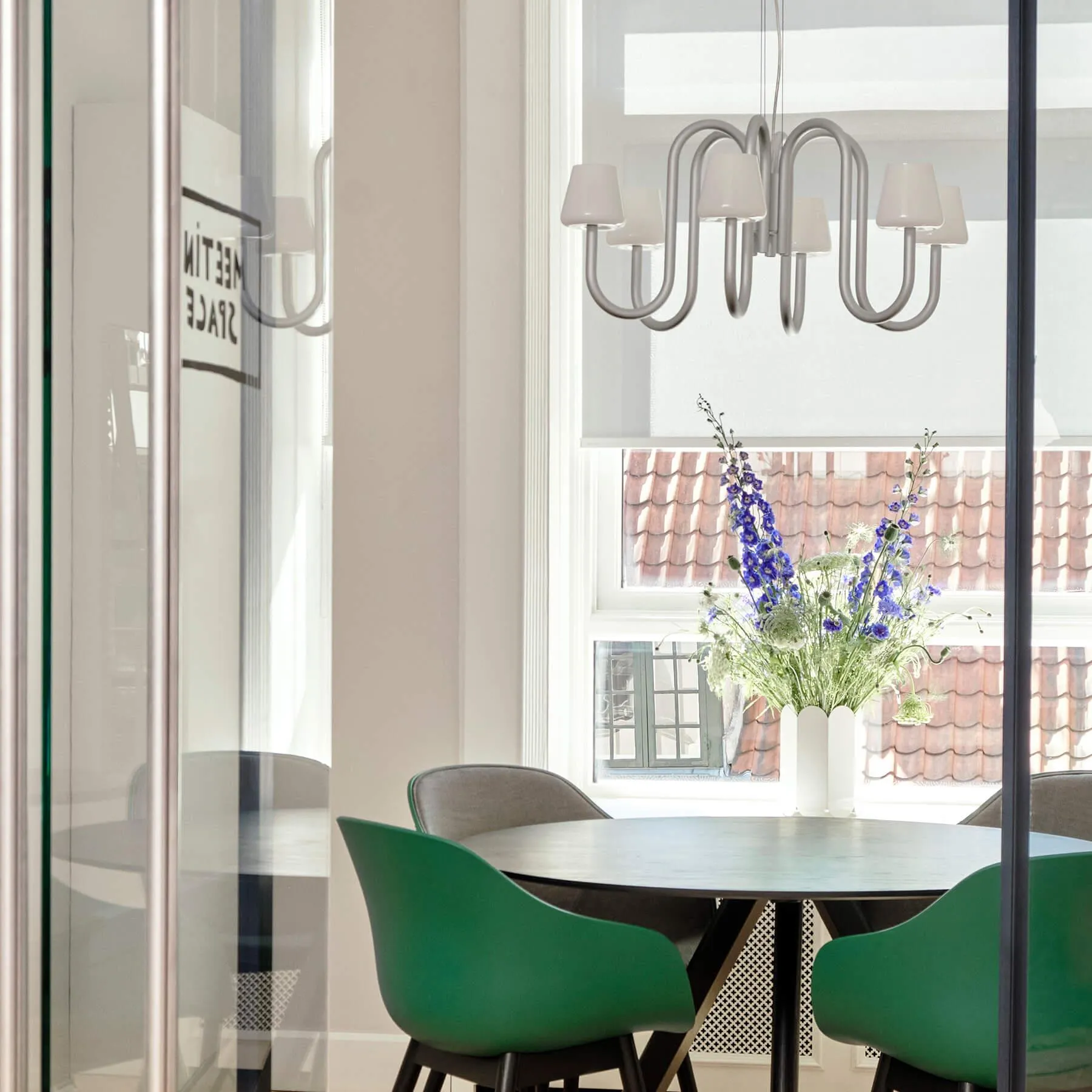 6-Arm Chandelier - Aluminium, Opal Glass