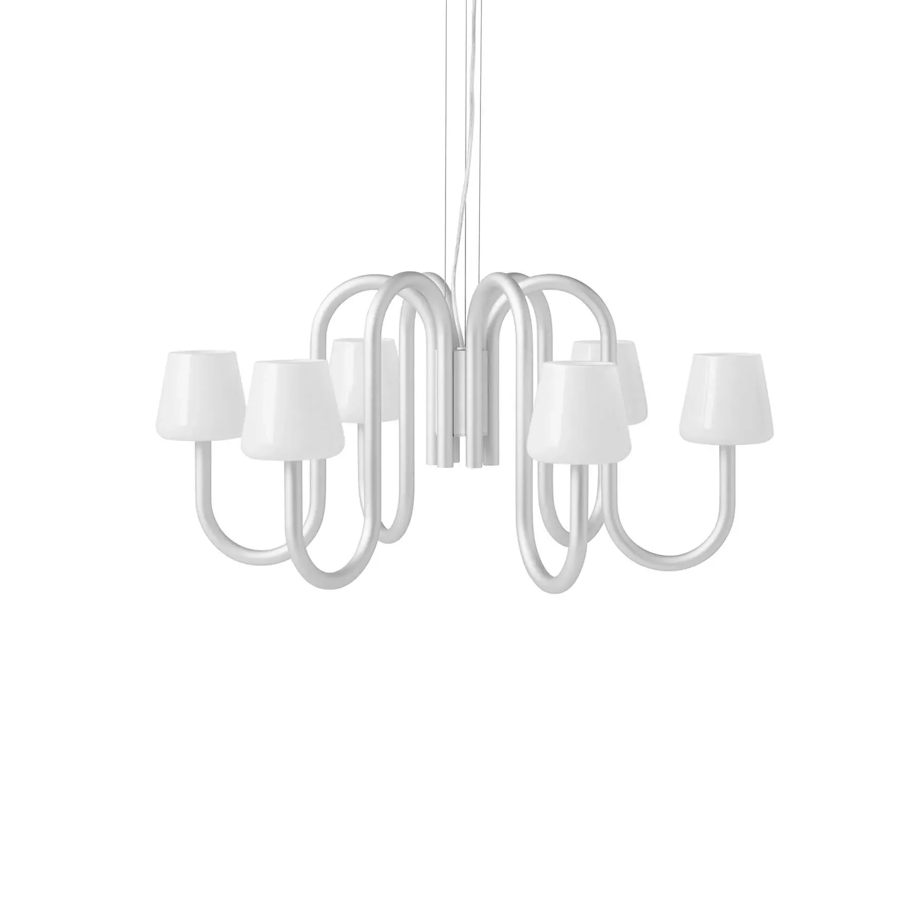 6-Arm Chandelier - Aluminium, Opal Glass image