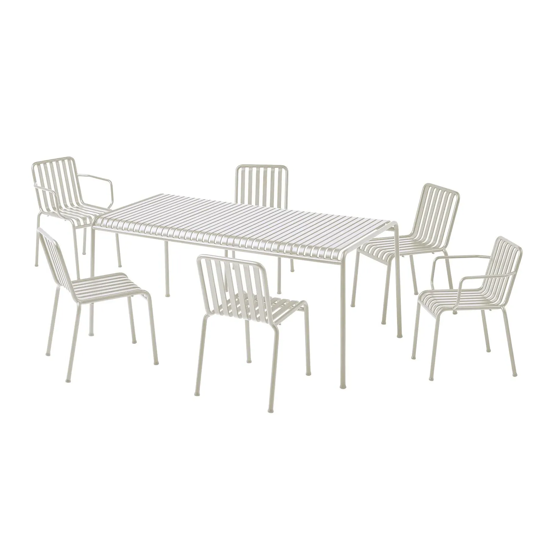 7-Piece Dining Set with Armchairs - Olive, Steel
