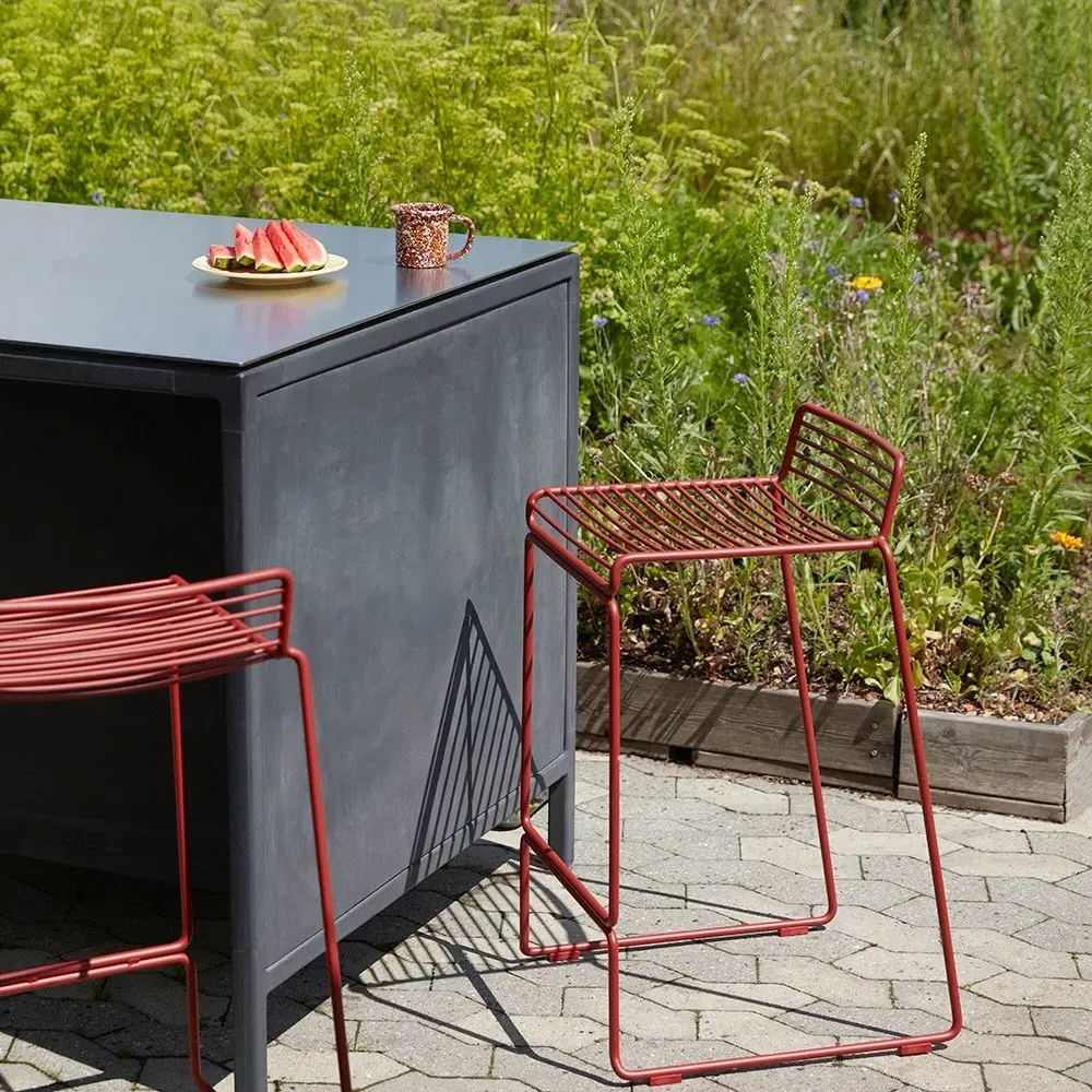 75cm Bar Stool with Sledge Base - Black Steel