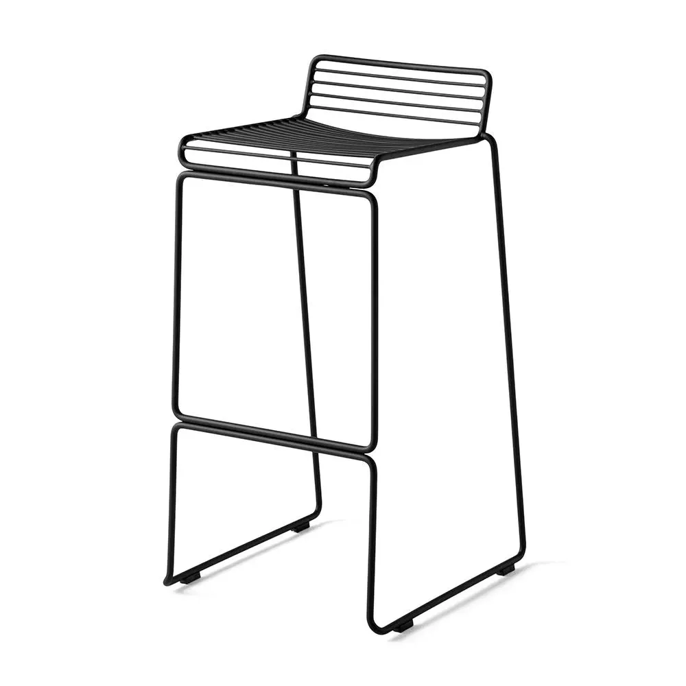75cm Bar Stool with Sledge Base - Black Steel