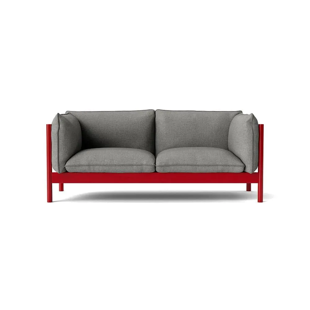 Arbour 2-Seater Sofa - Roden 05, Wine Red Lacquered Beech
