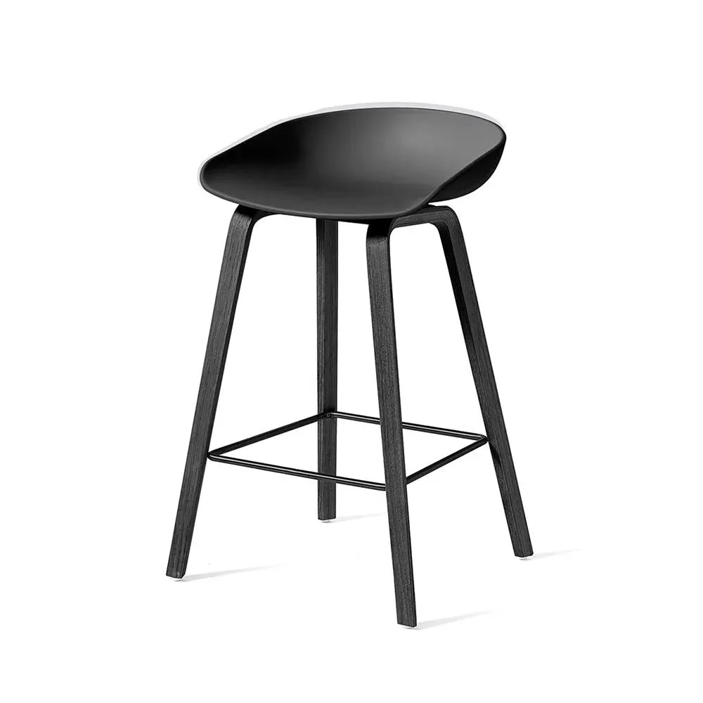 Bar Stool with Footrest - Black, Steel