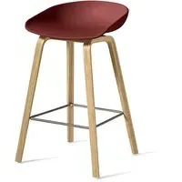 Bar Stool with Footrest - Brick, Oak