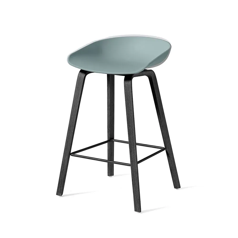 Bar Stool with Footrest - Green, Steel