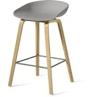 Bar Stool with Footrest - Grey, Oak
