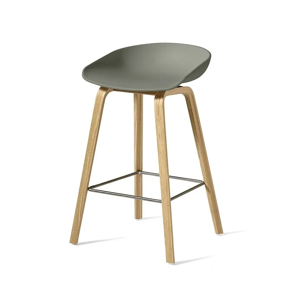 Bar Stool with Footrest - Red, Steel