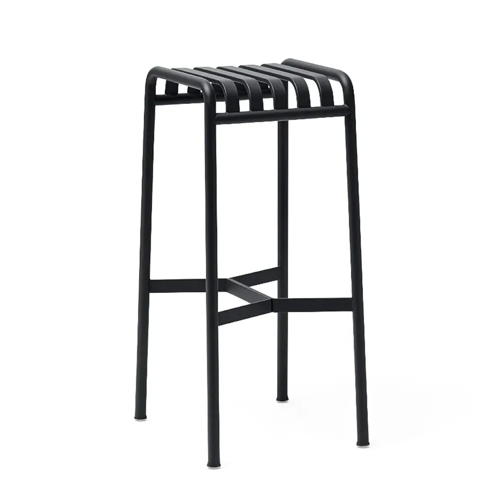 Bar Stool with Slatted Seat - Anthracite, Steel image