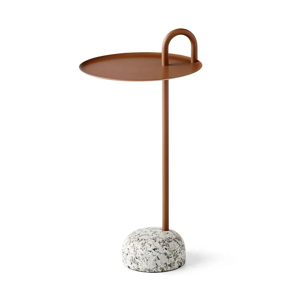Bowler Side Table with Handle - Brown, Steel