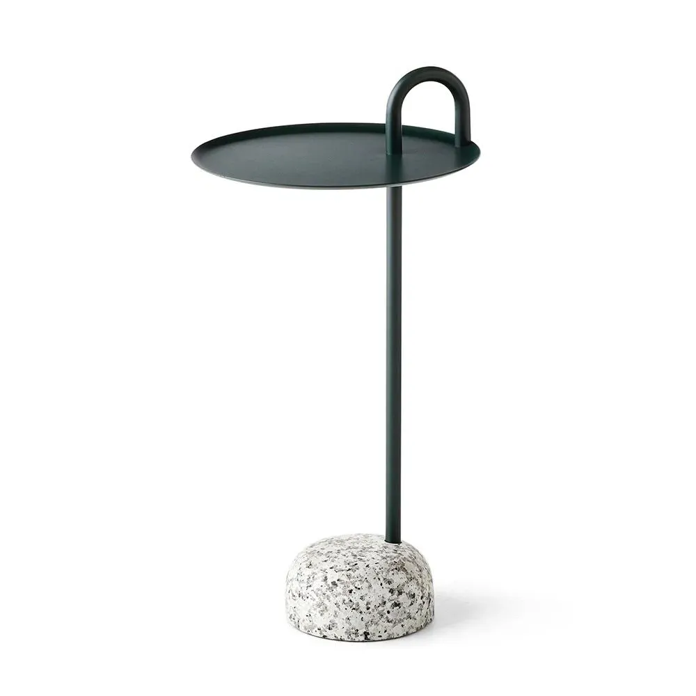 Bowler Side Table with Handle - Green, Steel