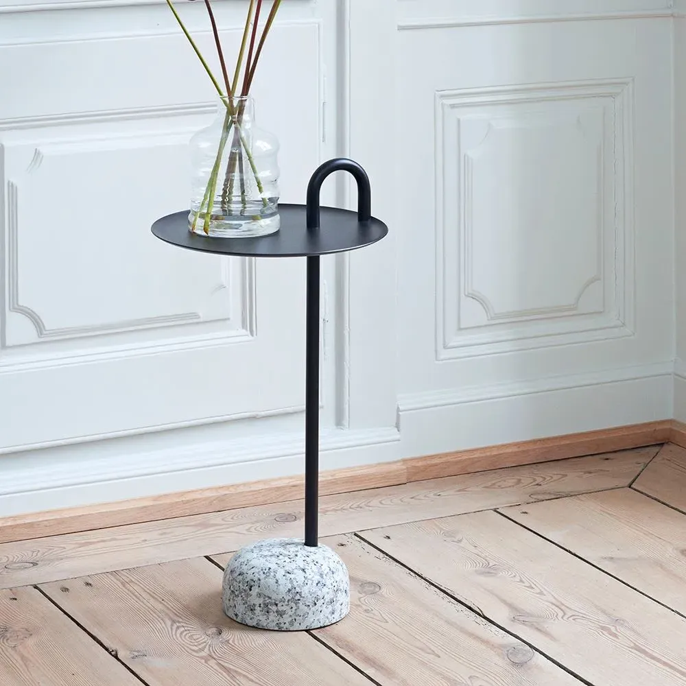 Bowler Side Table with Handle - Red, Steel