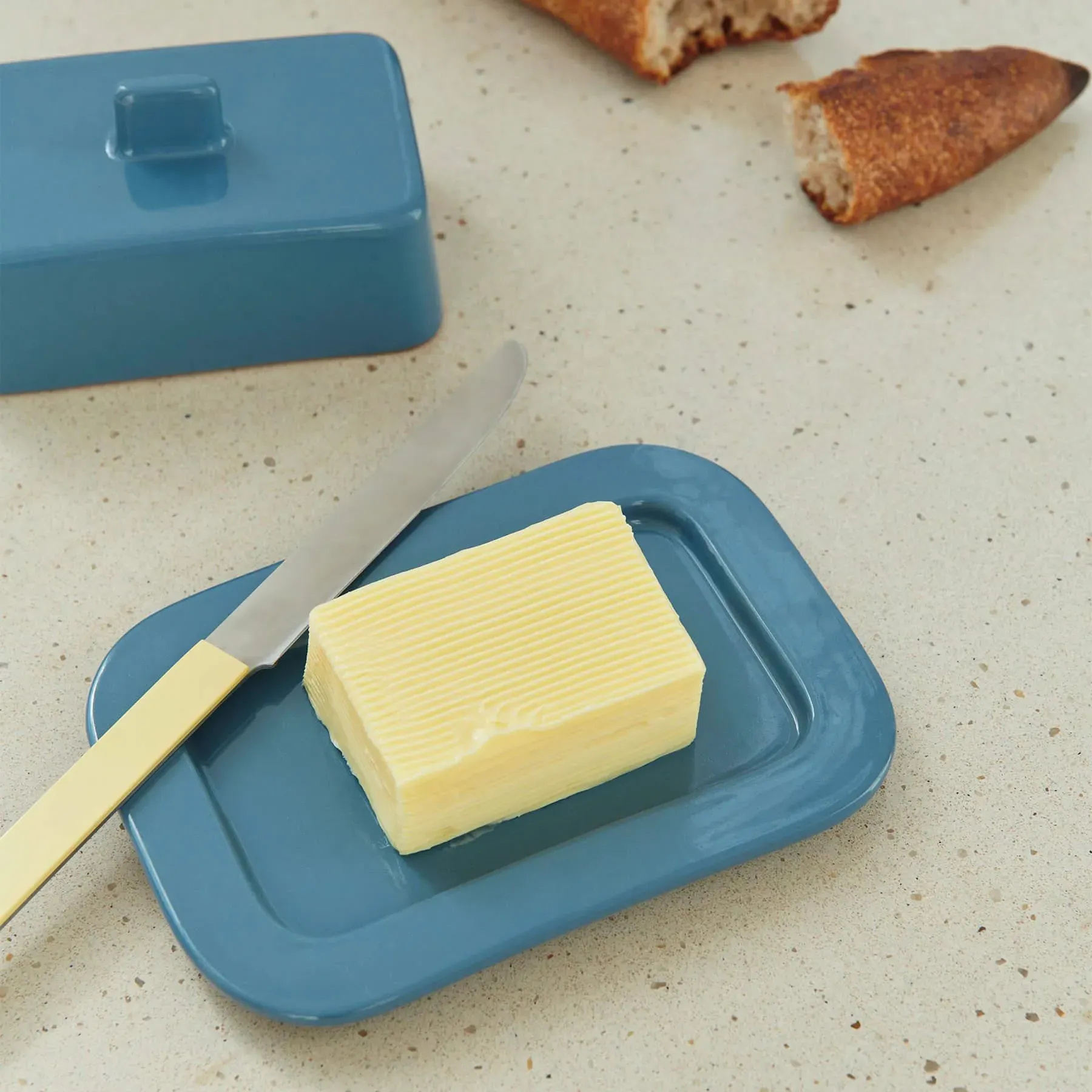 Butter Dish with Lid - Dark Blue, Terracotta