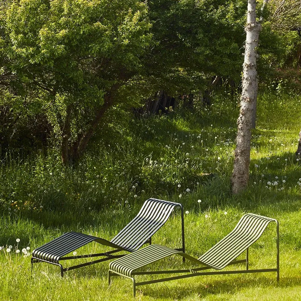 Chaise Longue with Slats - Iron Red, Steel