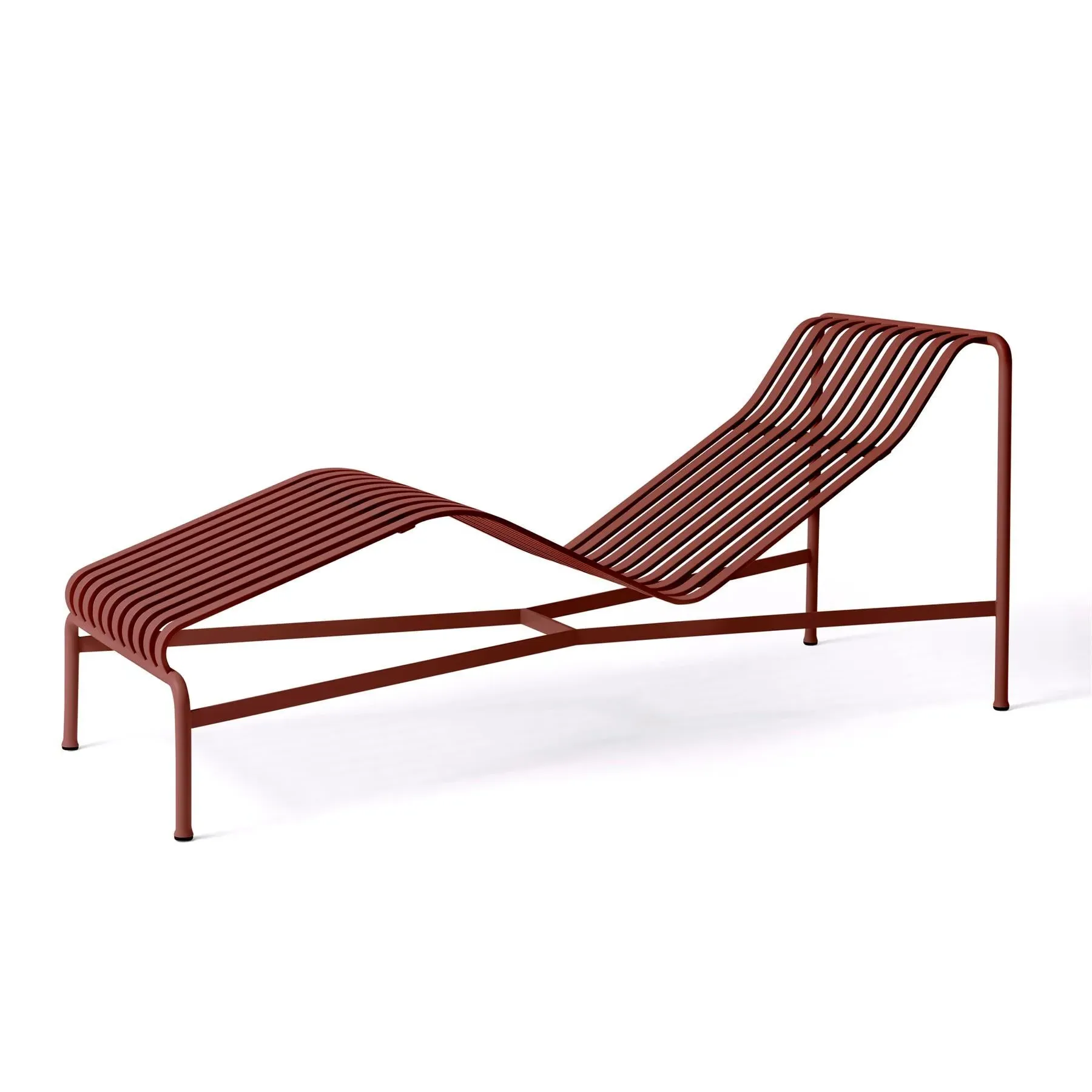 Chaise Longue with Slats - Iron Red, Steel